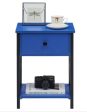 1-Drawer Modern Nightstands X-Design with Storage Shelf - Dark Blue Fashion