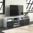 Prieto TV Stand for TVs up to 88  White Wavy Black Matte body High Gloss Doors Online