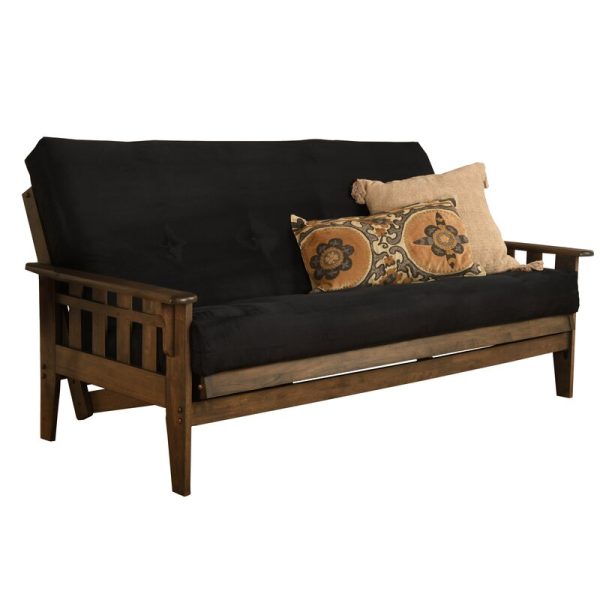 Black Tisa Full 81   Wide Loose Back Futon And Mattress Classic Hardwood Frame Discount